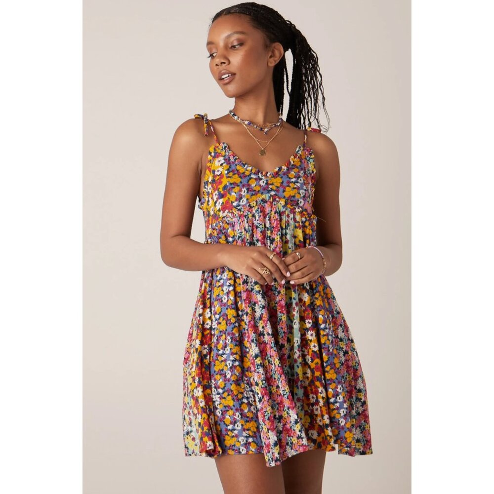 Patrons of Peace Floral Dress - S – Boho Spaghetti Strap, Tie Straps, 100% Rayon